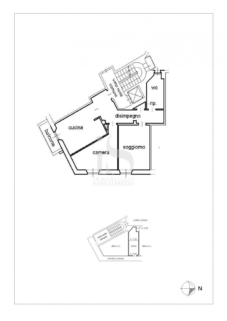 Planimetria - One-room apartment VIALE LUCANIA, 9, Milano - floor plans 1