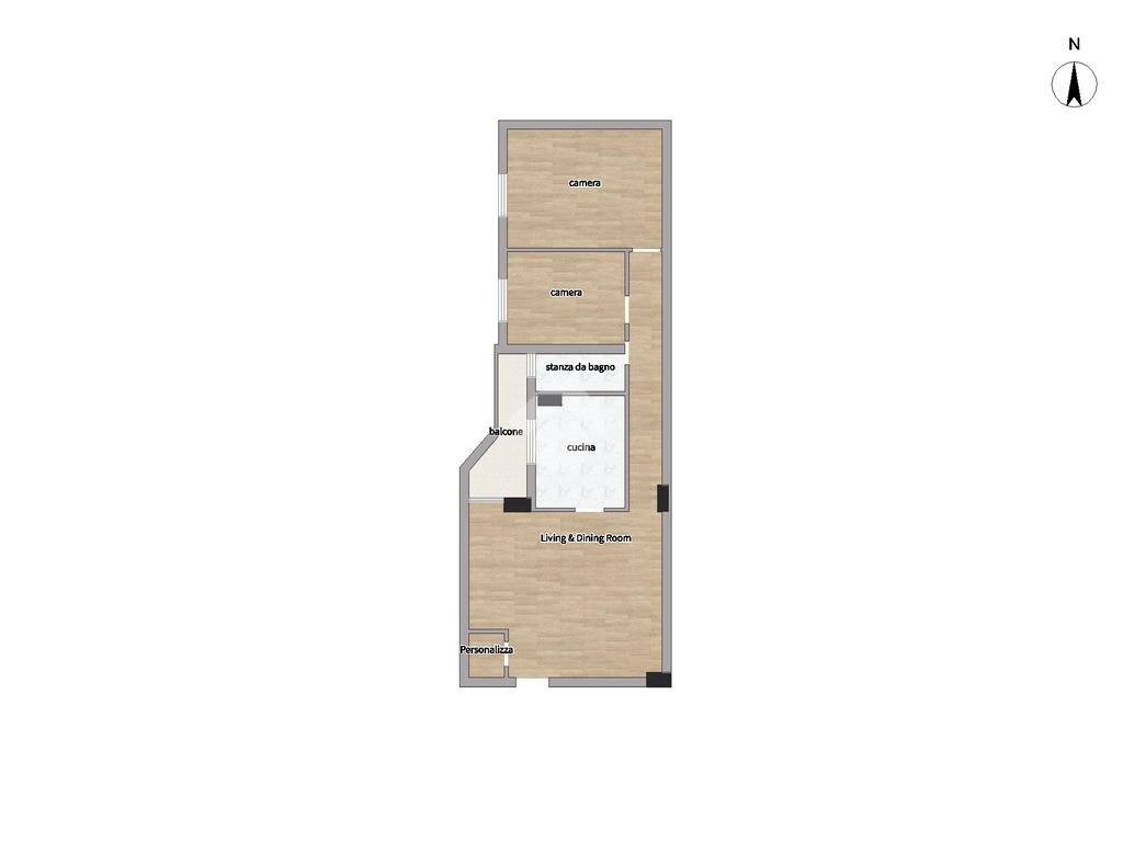 Trilocale Via Giacinto Bruzzesi, Milano (zona Giambellino) - planimetria 1