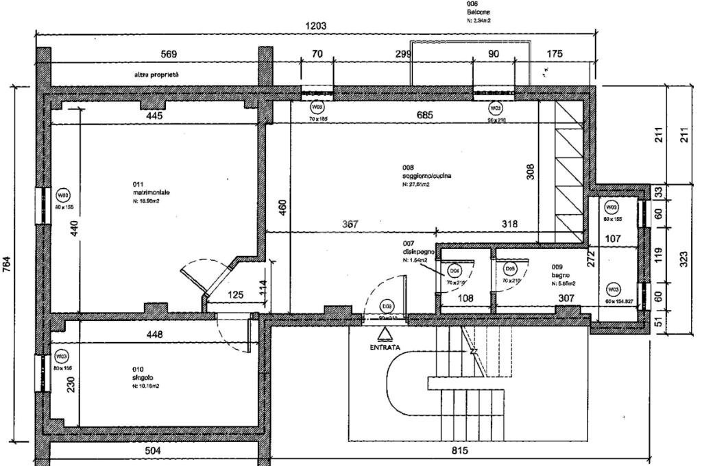 Trilocale Bologna, Bologna (zona Costa Saragozza) - planimetria 1