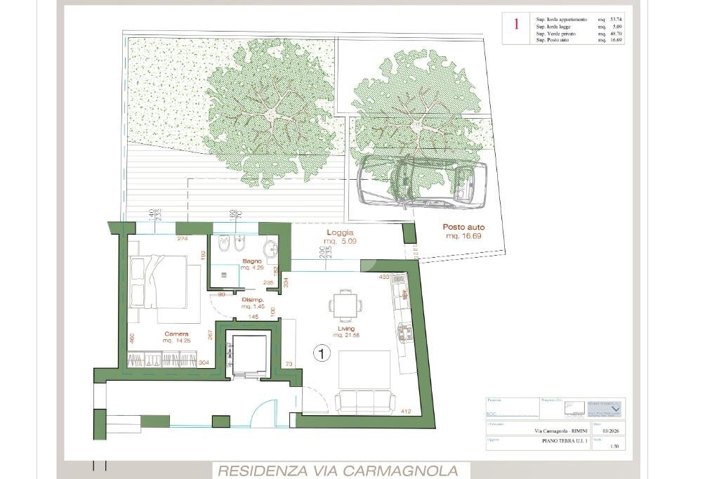 Bilocale Via Carmagnola, Rimini - planimetria 1