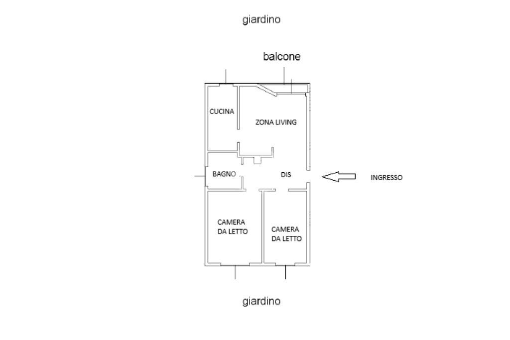 Trilocale Via Privata Piero Martinetti, Milano (zona Bande Nere) - planimetria 1