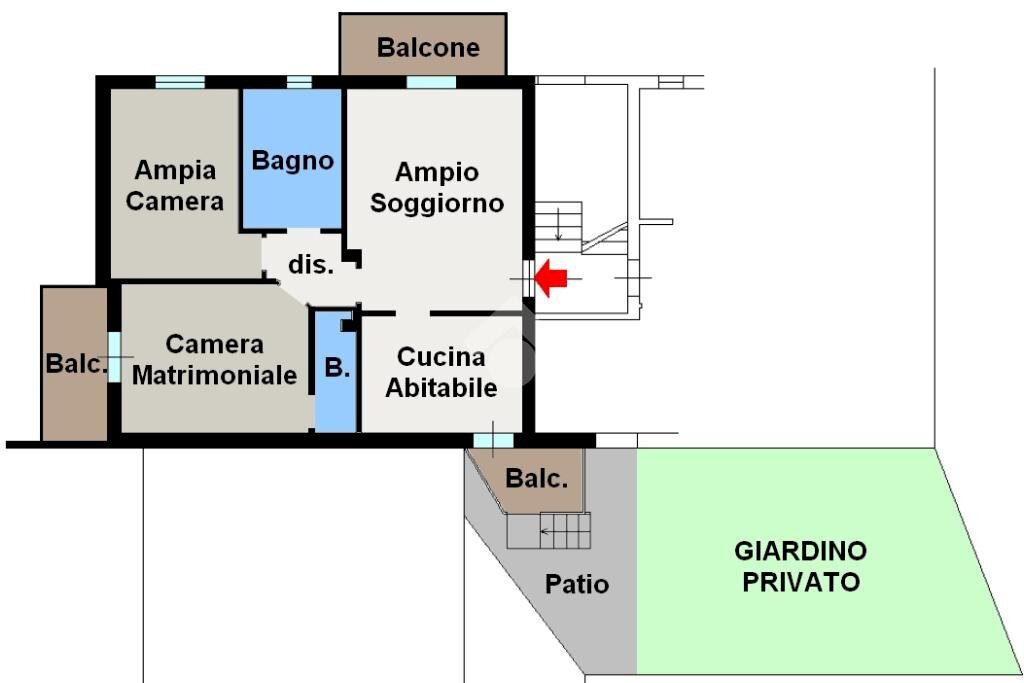 Three-room apartment Via Mirabello, Carugate - floor plans 1