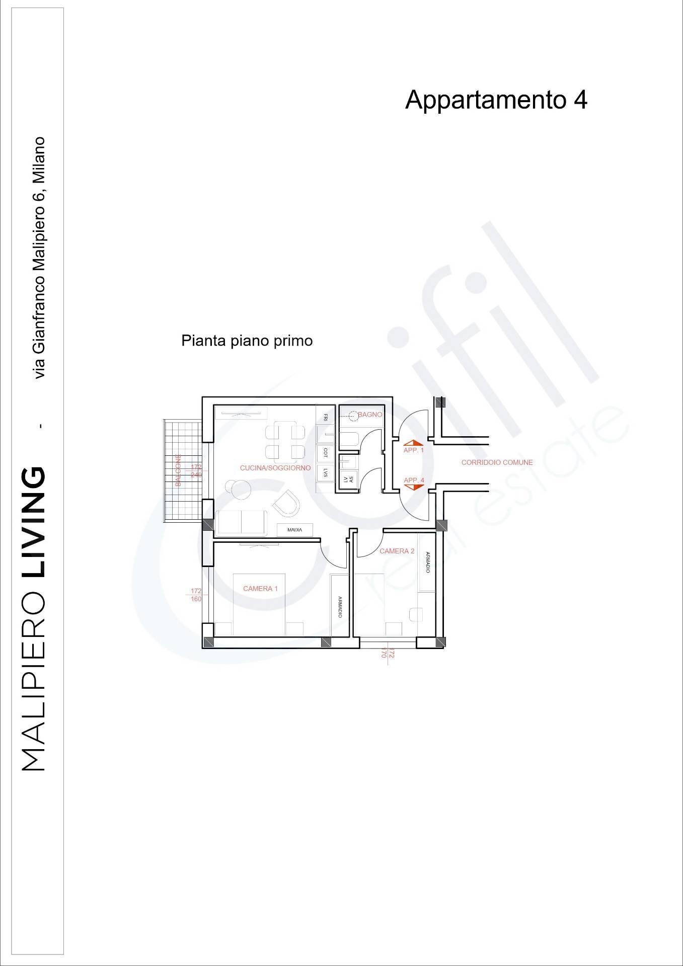 Foto 9 - Trilocale Via Gianfranco Malipiero
 
6, Milano - planimetria 1