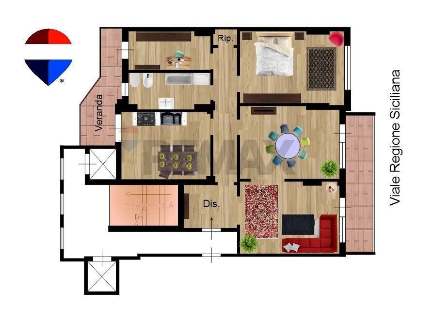 Planimetria arredata - Quadrilocale Viale Regione Siciliana Nord Ovest
 
2629, Palermo - planimetria 1