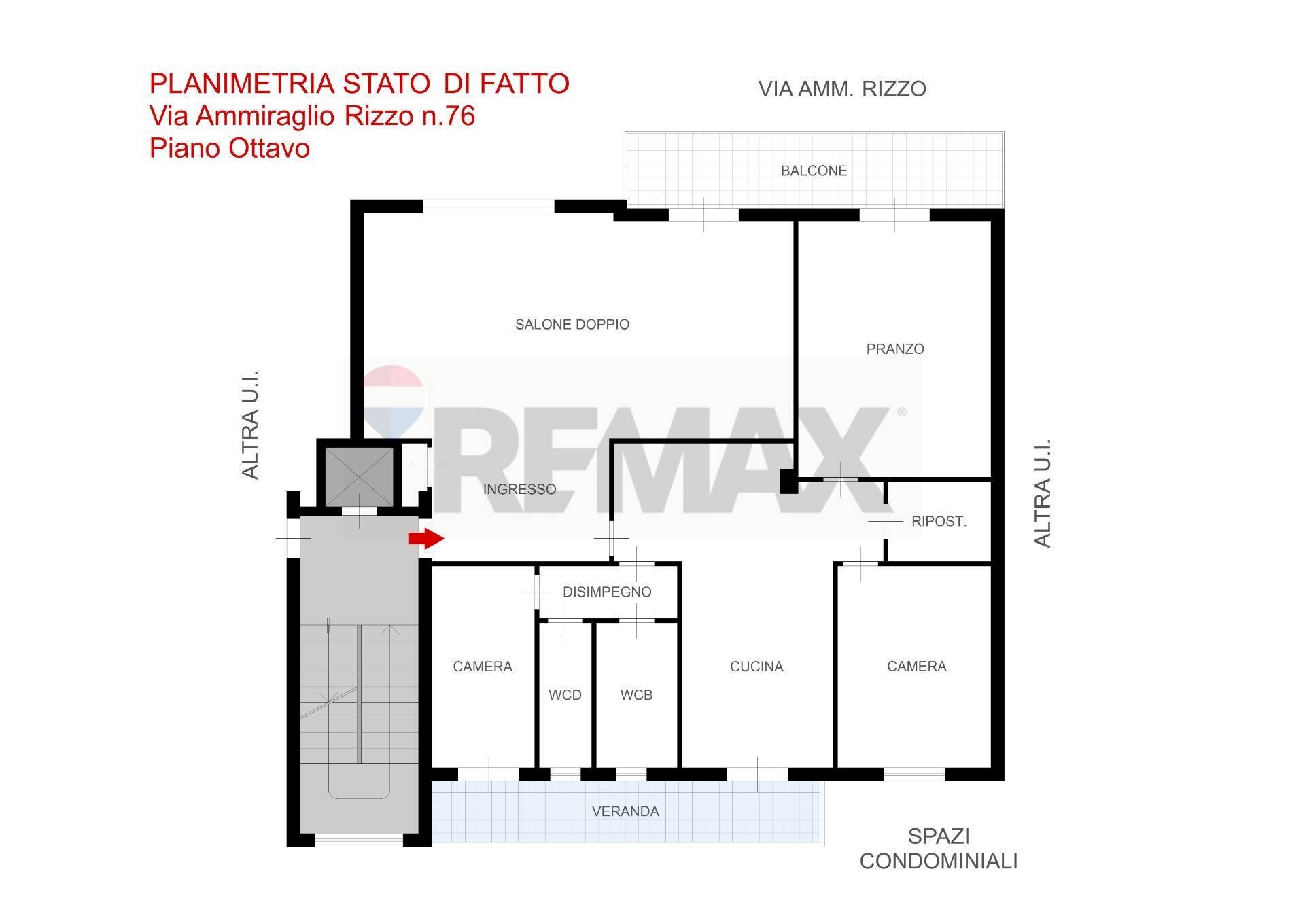 Pianta 2D - Appartamento Via Ammiraglio Rizzo
 
76, Palermo - planimetria 1