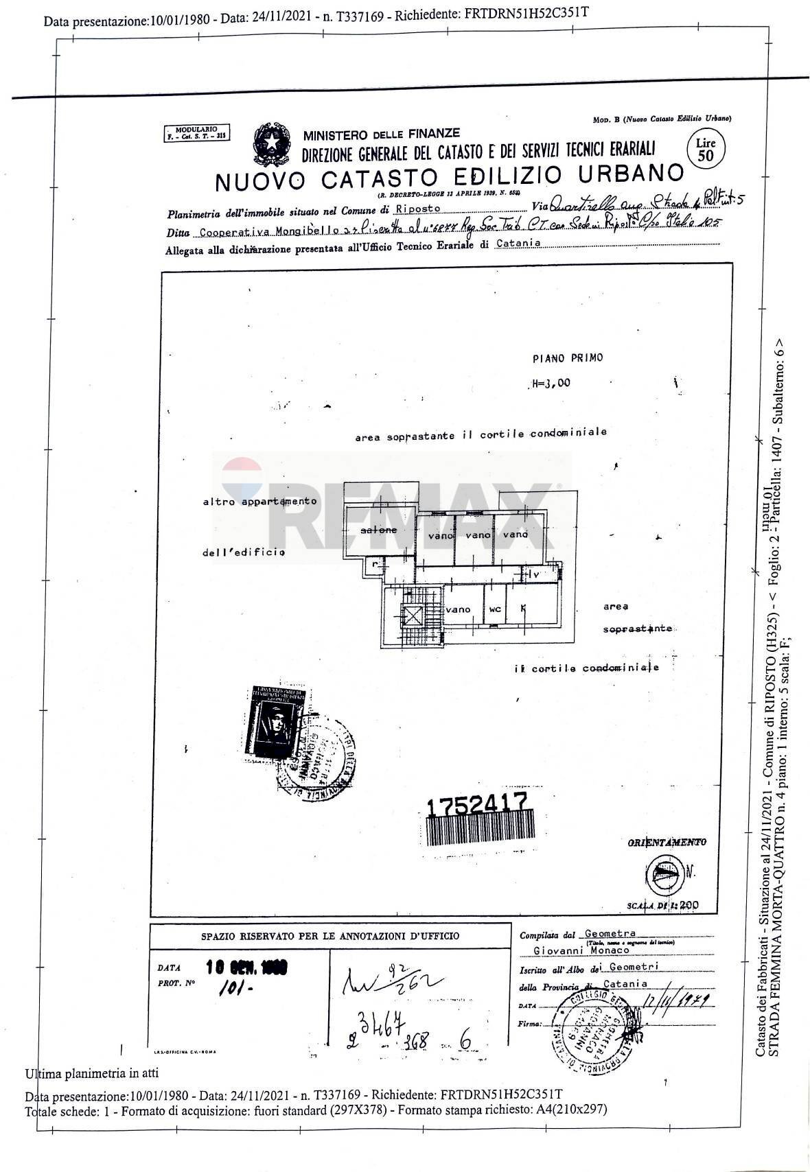 Pianta 2D - Appartamento STRADA 4 FEMMINAMORTA
 
4, Riposto - planimetria 1
