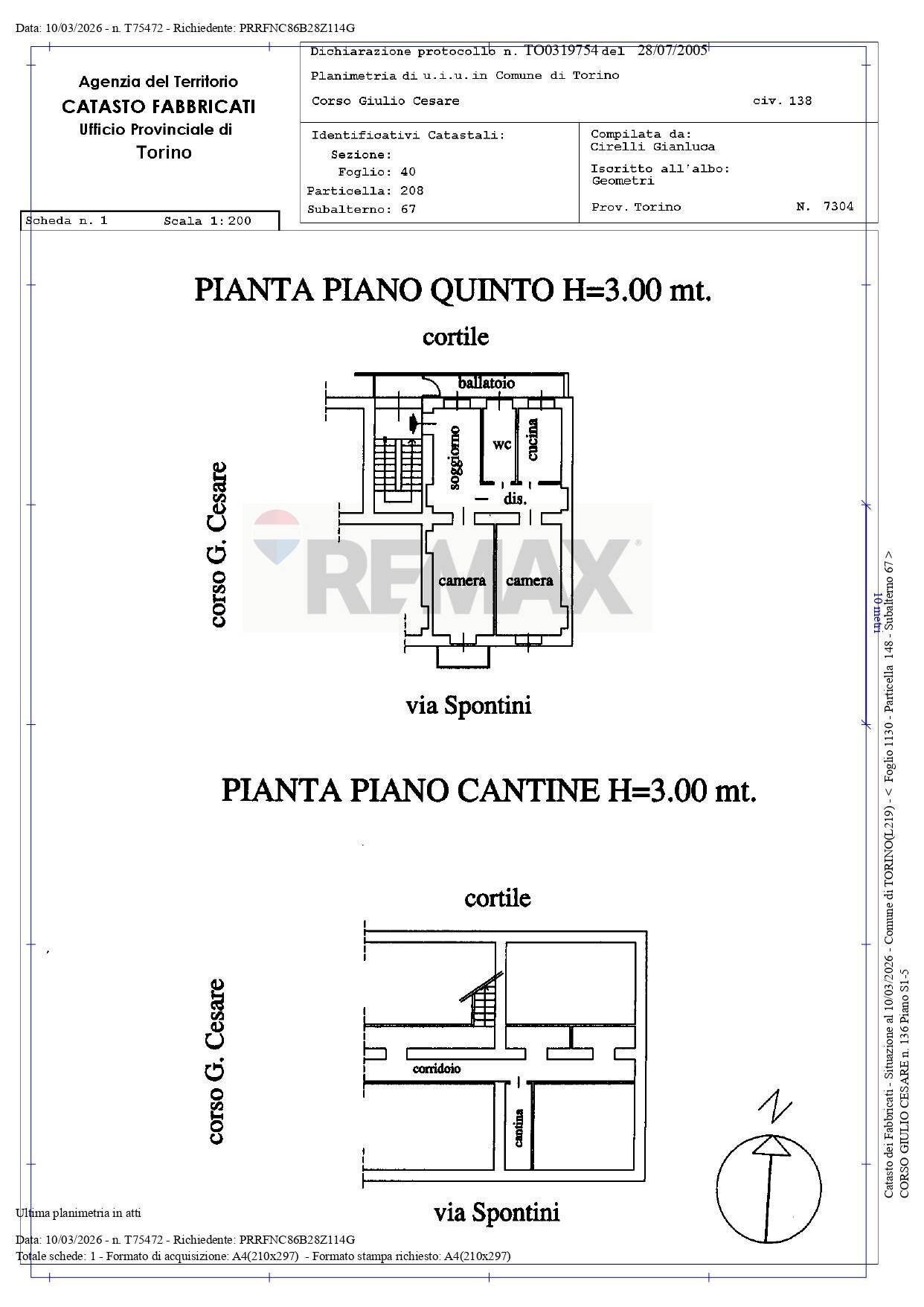 Pianta 2D - Trilocale Corso Giulio Cesare
 
136, Torino - planimetria 1