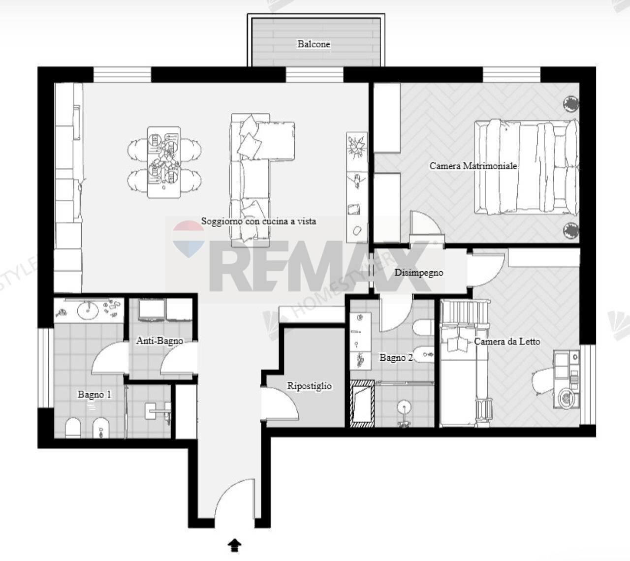 Pianta 2D - Three-room apartment viale Campania
 
56, Monza - floor plans 1
