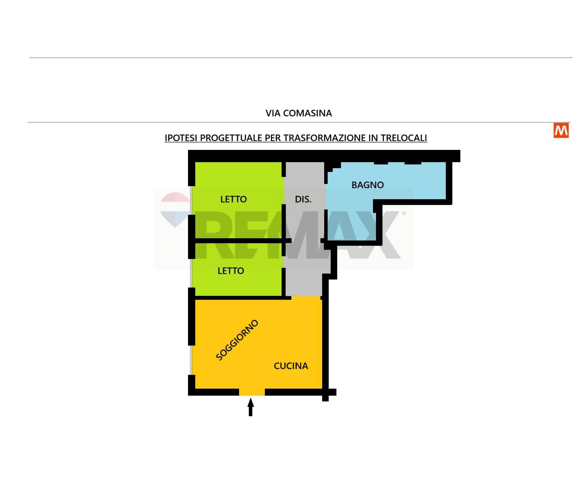 Pianta 2D - Bilocale Via Comasina
 
85, Milano - planimetria 1
