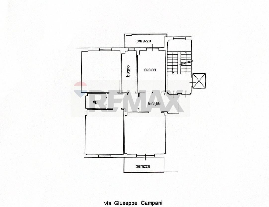 Pianta 2D - Quadrilocale via G. Campani
 
24, Firenze - planimetria 1