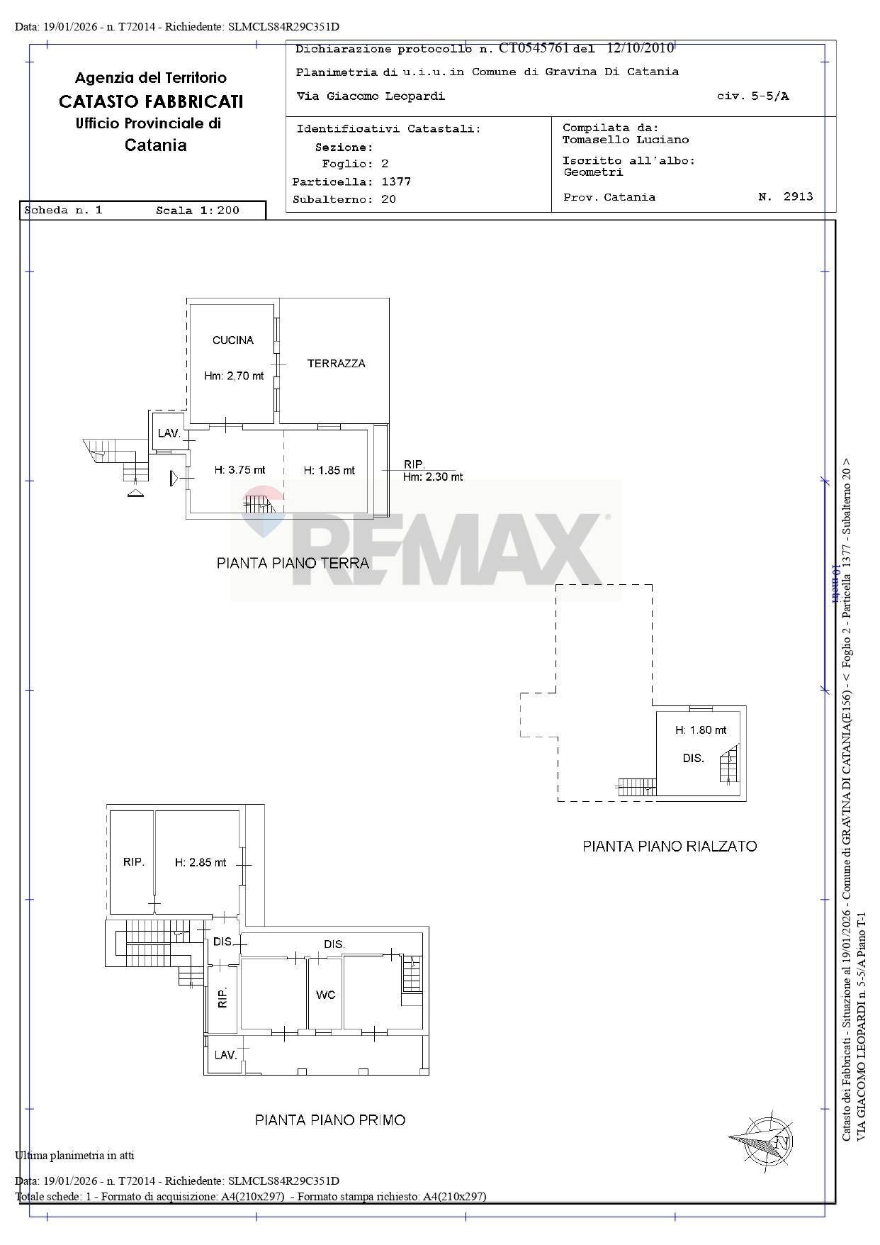 Pianta 2D - Appartamento VIA GIACOMO LEOPARDI
 
5, Gravina di Catania - planimetria 1