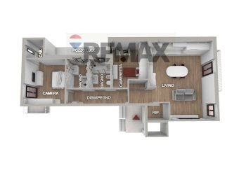 Pianta 3D - Quadrilocale Via Tribuna
 
38/A, Manfredonia - foto 5