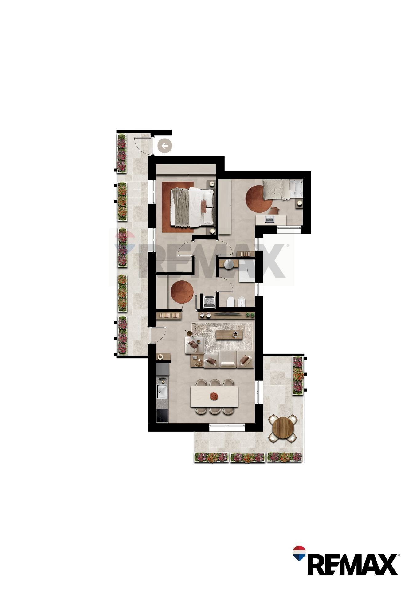 Pianta 2D - Trilocale VIA CARLO PORTA
 
23, Lissone - planimetria 1