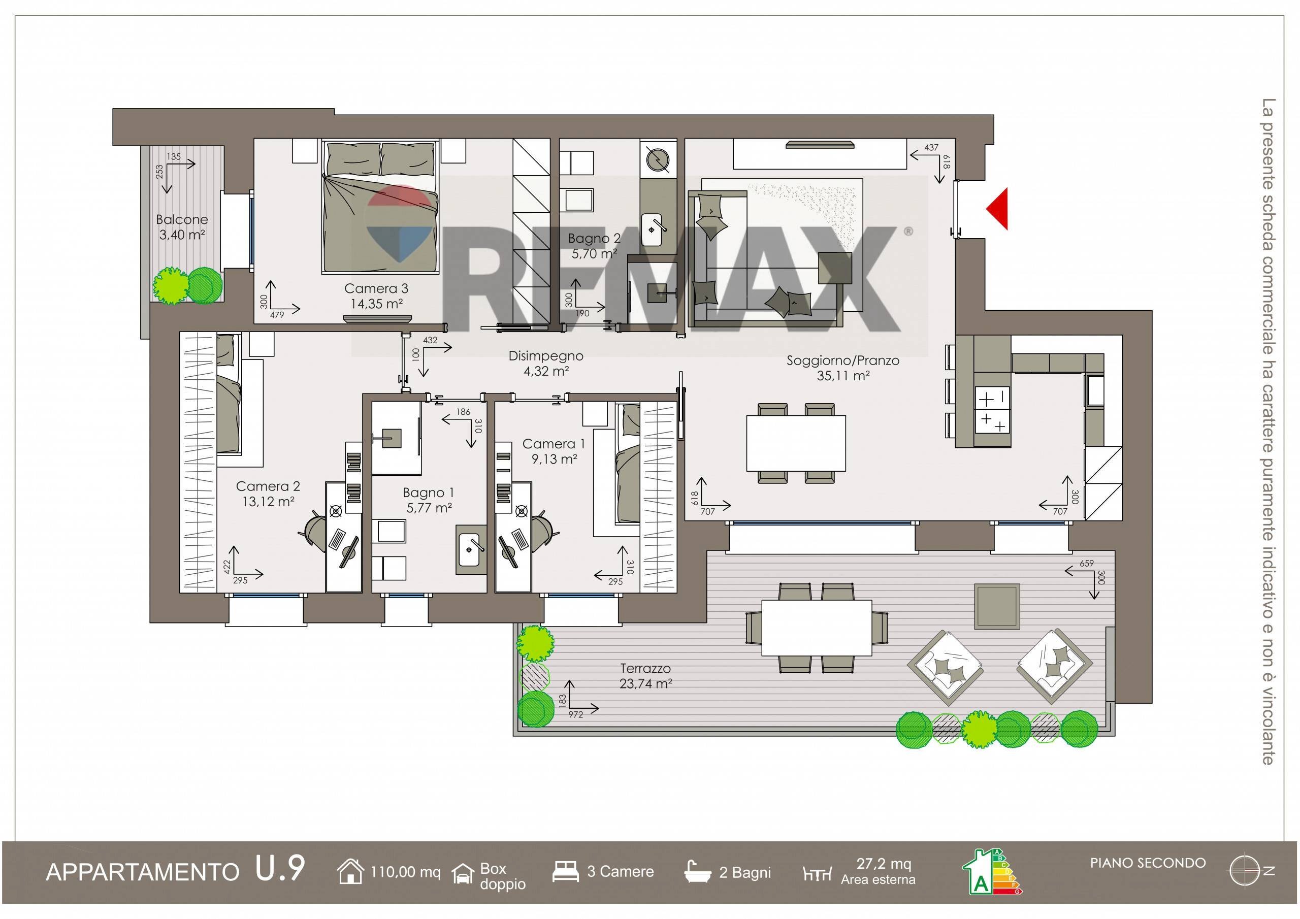 Pianta 2D - Four-room apartment via luigi nono, Cornate d'Adda - floor plans 1