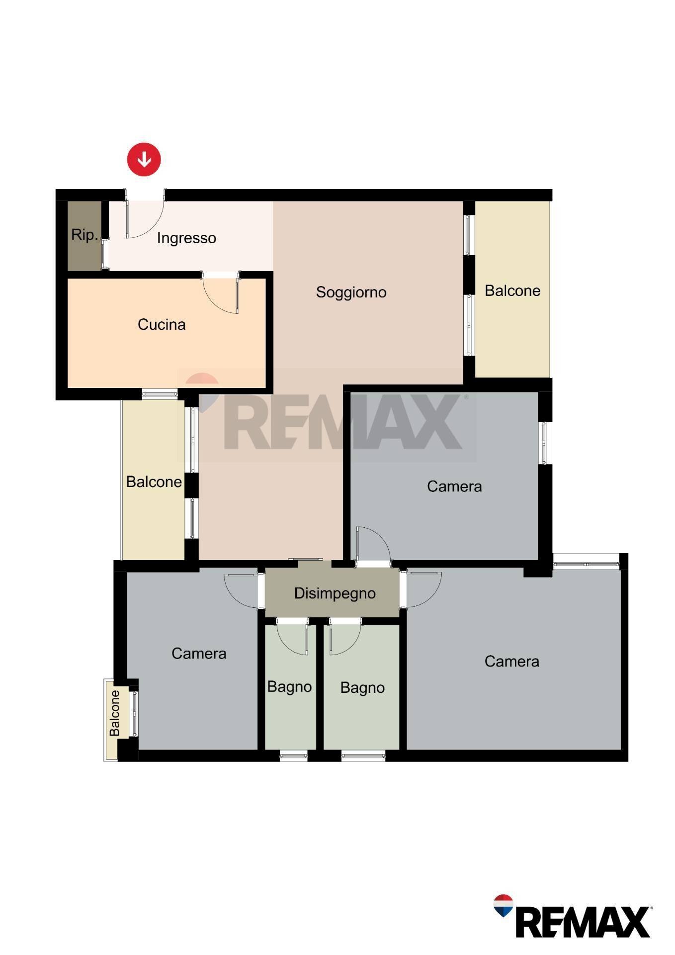 Pianta 2D - Apartment Via Germoglio
 
82, Ferrara - floor plans 1