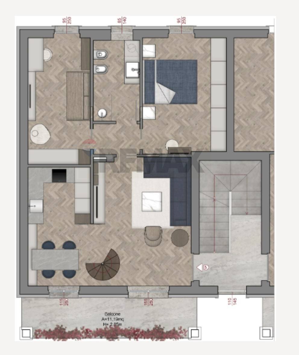 Pianta 2D - Trilocale Albuzzano - planimetria 1