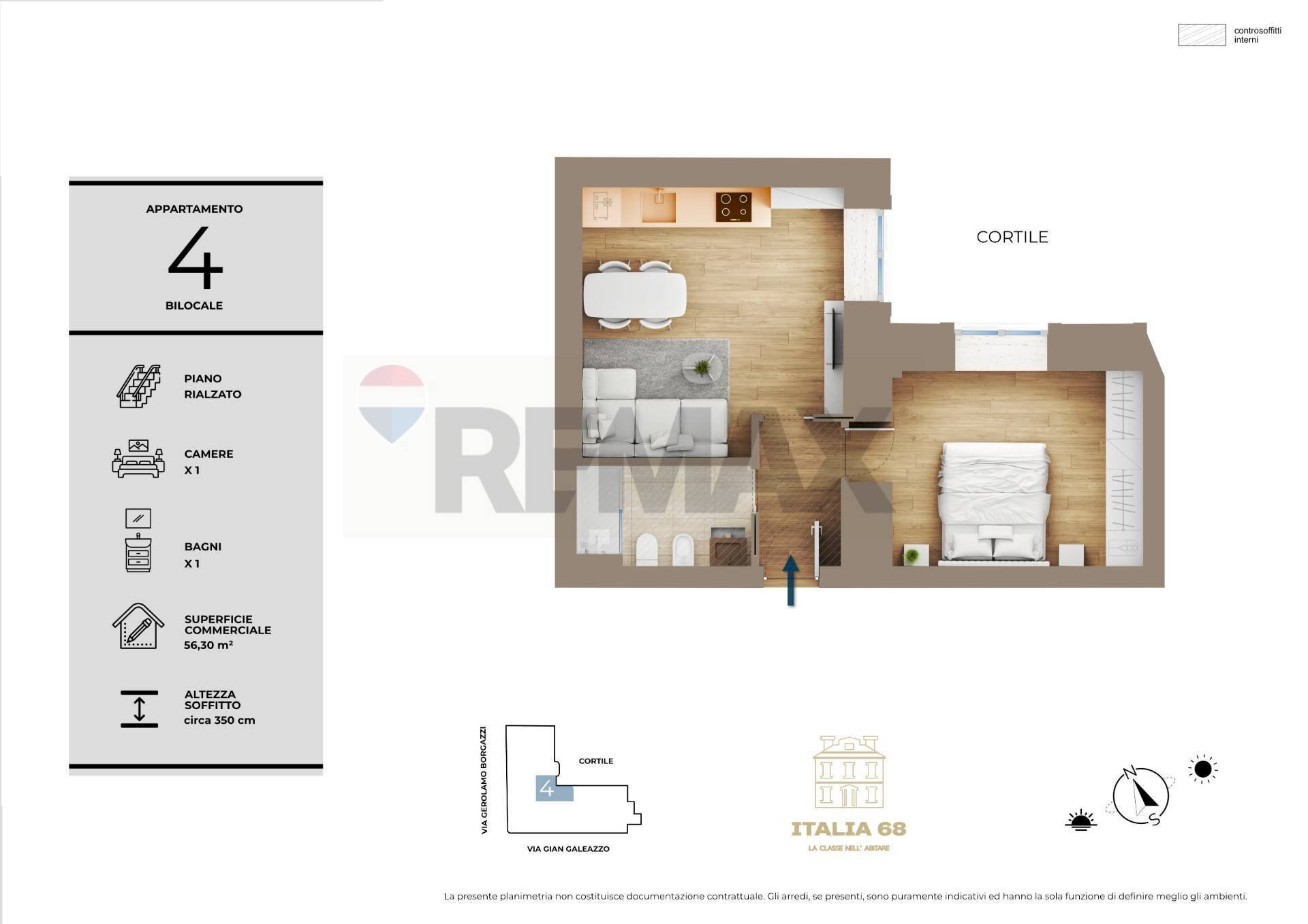 Pianta 3D - Two-room apartment Corso Italia
 
68, Milano - floor plans 1