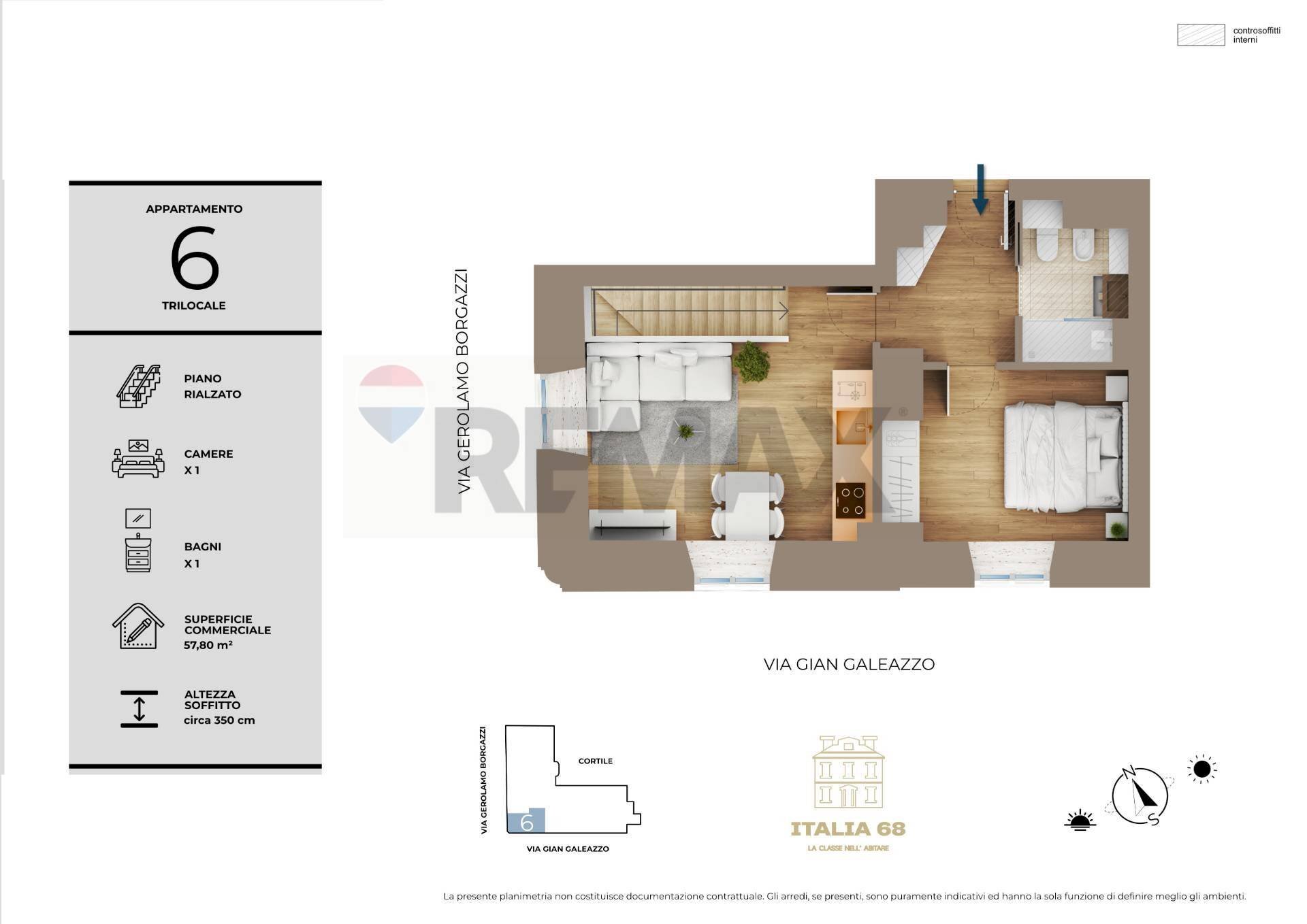 Pianta 2D - Three-room apartment Corso Italia
 
68, Milano - floor plans 1