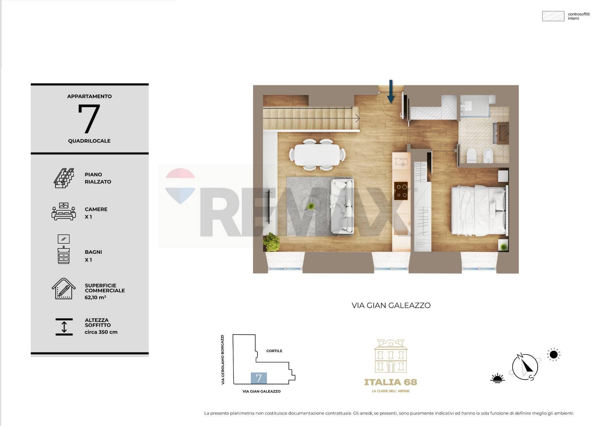 Pianta 3D - Four-room apartment Corso Italia
 
68, Milano - floor plans 1