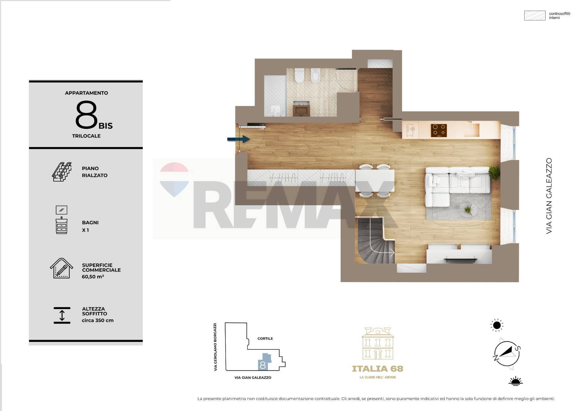 Pianta 2D - Three-room apartment Corso Italia
 
68, Milano - floor plans 1