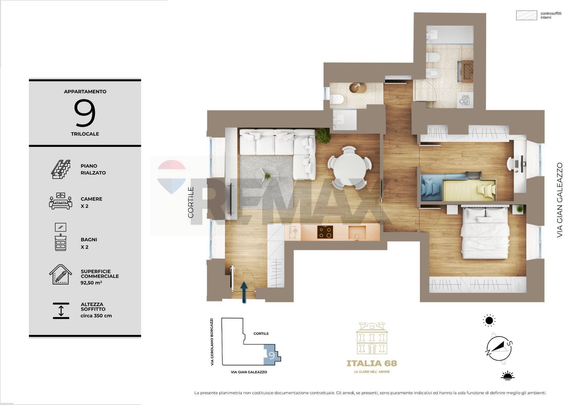 Pianta 3D - Three-room apartment Corso Italia
 
68, Milano - floor plans 1