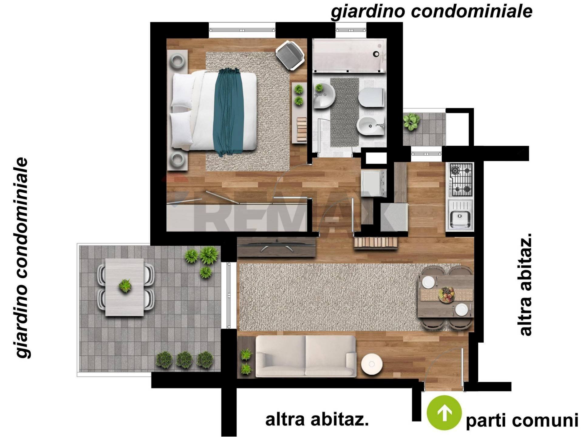 Pianta 3D - Two-room apartment Via Giuseppe Garibaldi
 
13, Buccinasco - floor plans 1