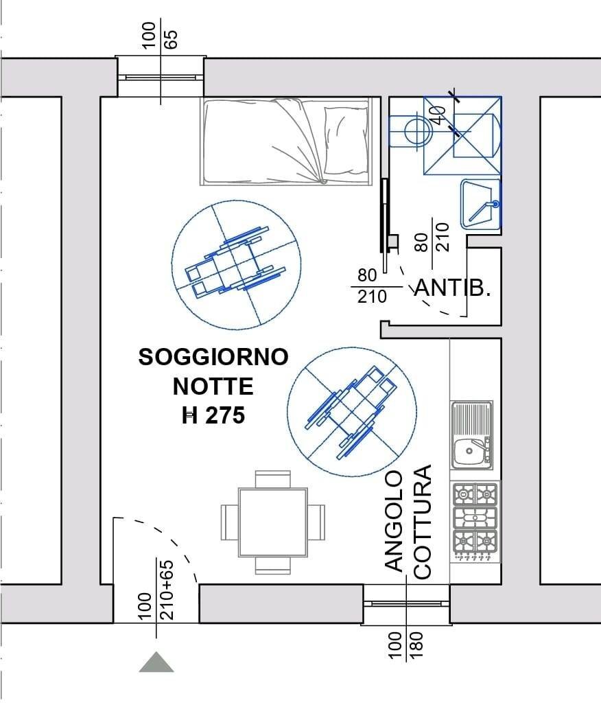 Foto 3 - One-room apartment Via Delle Forze Armate
 
410, Milano - floor plans 1