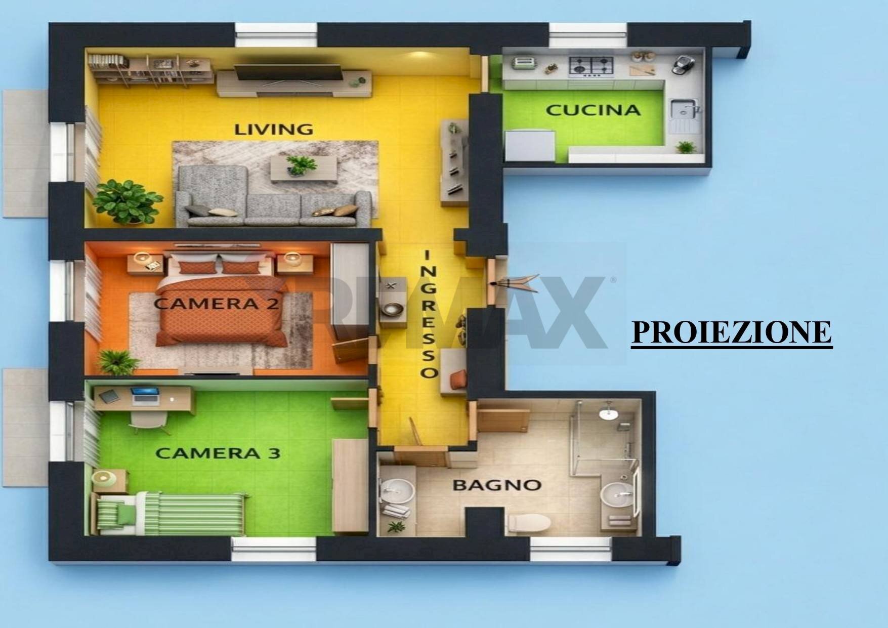 Pianta 3D - Four-room apartment Via Giuseppe Mazzini
 
30, Pozzuoli - floor plans 1
