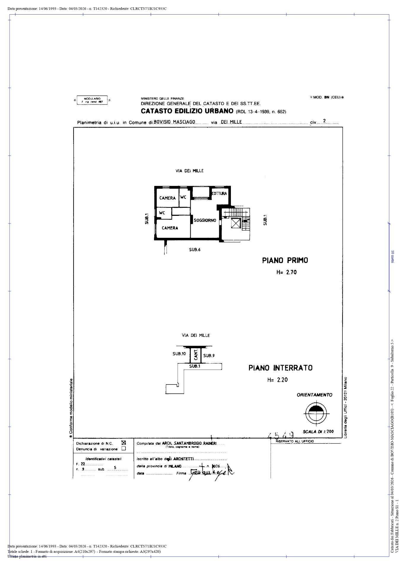 Foto 35 - Trilocale Via Dei Mille
 
10, Bovisio-Masciago - planimetria 1
