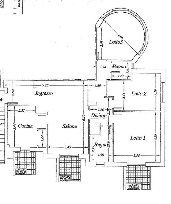 Four-room apartment viale Virgilio, 146, Taranto - floor plans 1