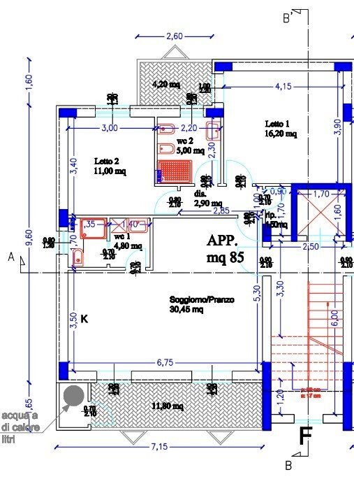 Three-room apartment viale della Liberazione, 88, Taranto - floor plans 1