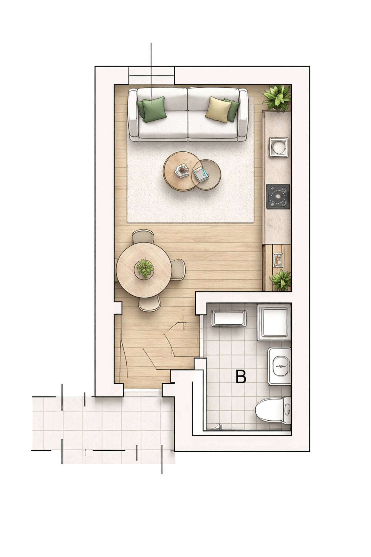 Foto 8 - One-room apartment via Riccardo Belli
 
14, Olbia - floor plans 1