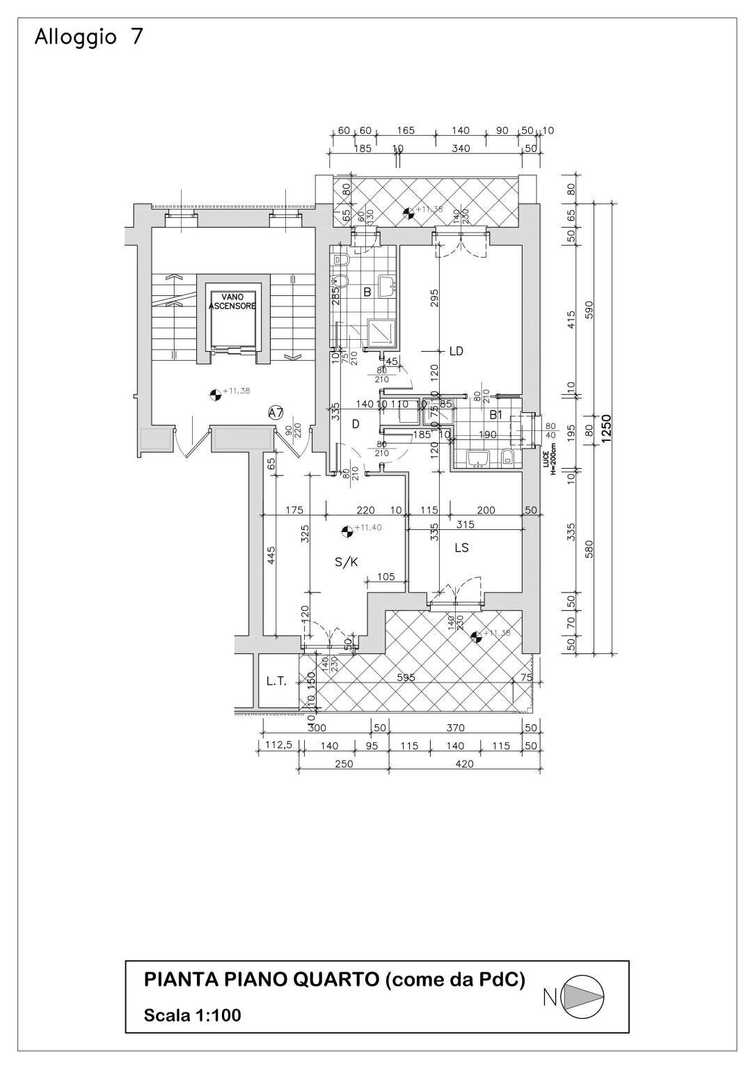 Trilocale via Villafranca Piemonte, 5, Torino (zona Pozzo Strada) - planimetria 1
