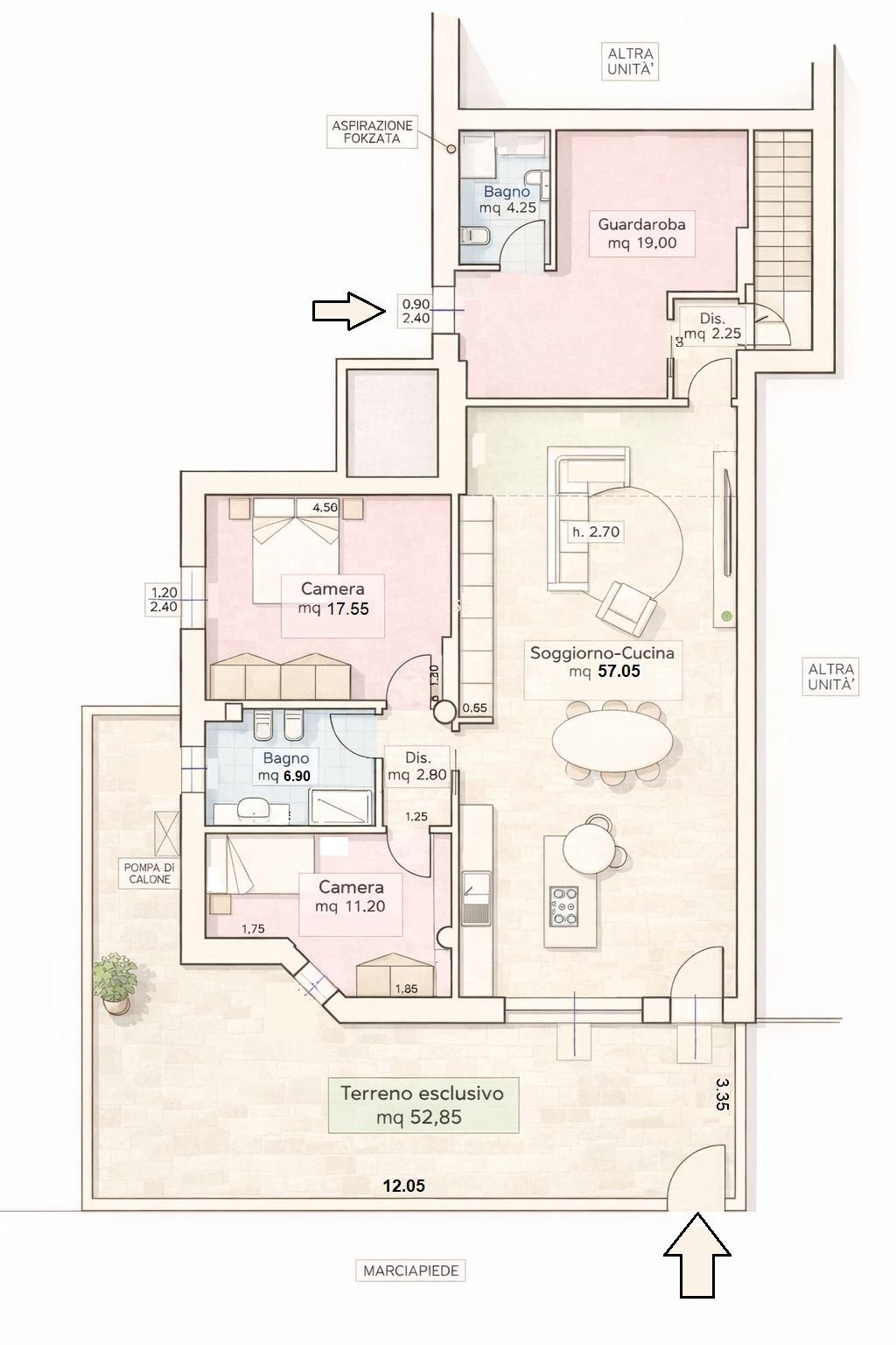 Four-room apartment via Roma, Mozzecane - floor plans 1