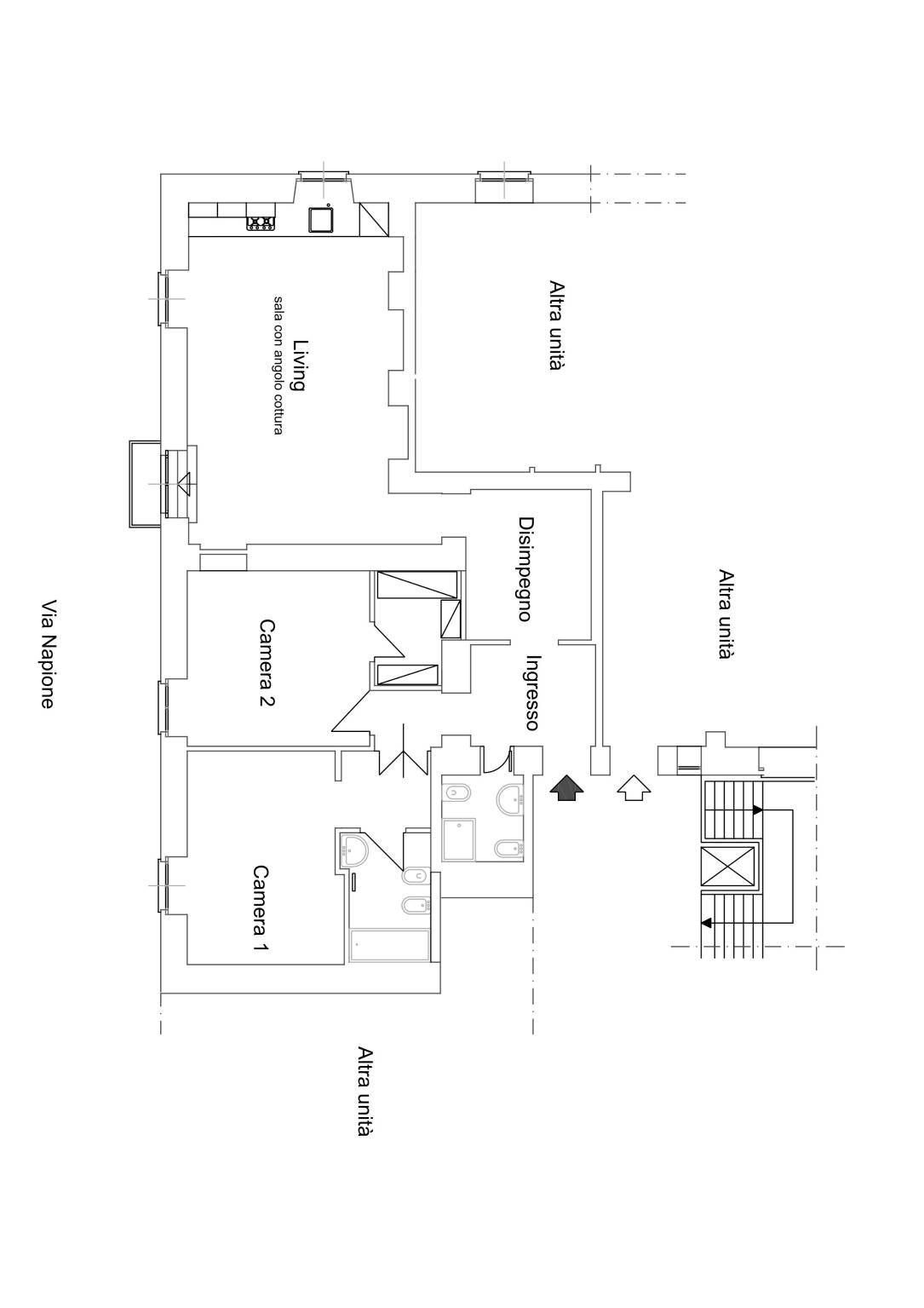 Four-room apartment via Giovanni Francesco Napione, 6, Torino (neighborhood Vanchiglia) - floor plans 1