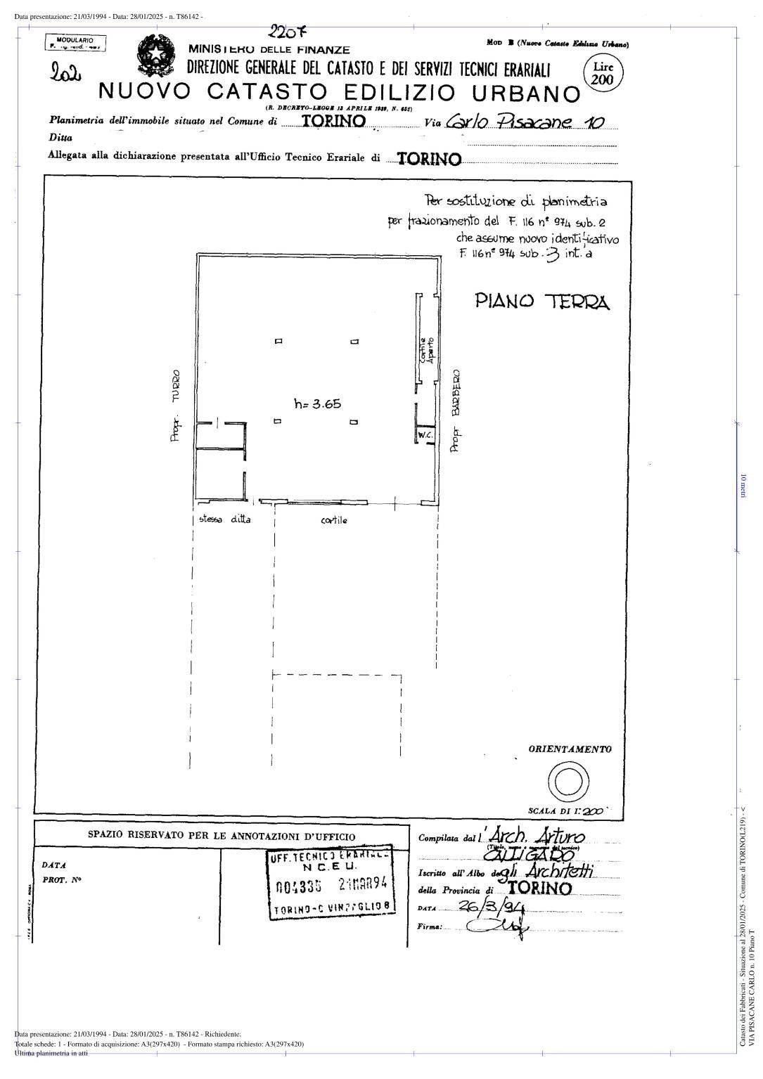 Capannone via Carlo Pisacane, 10, Torino (zona Mirafiori Sud) - planimetria 1