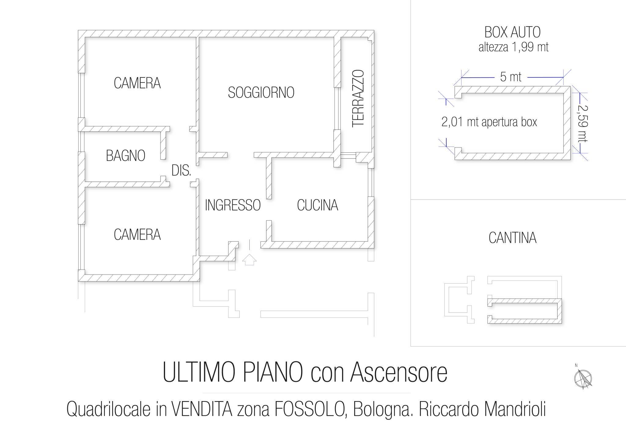 Quadrilocale via Roselle, Bologna (zona Mazzini) - planimetria 1