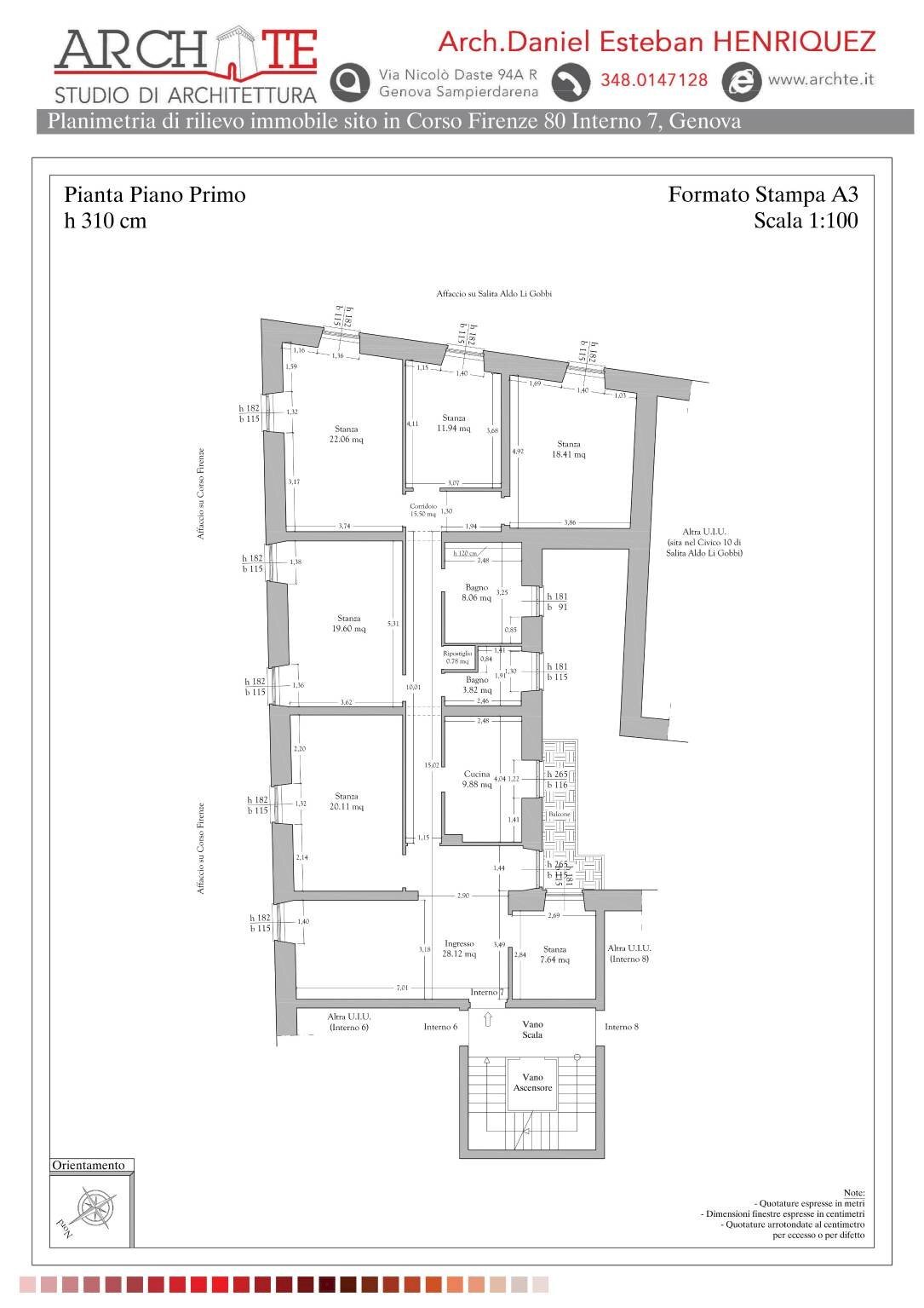 Appartamento corso Firenze, 80, Genova (zona Castelletto) - planimetria 1