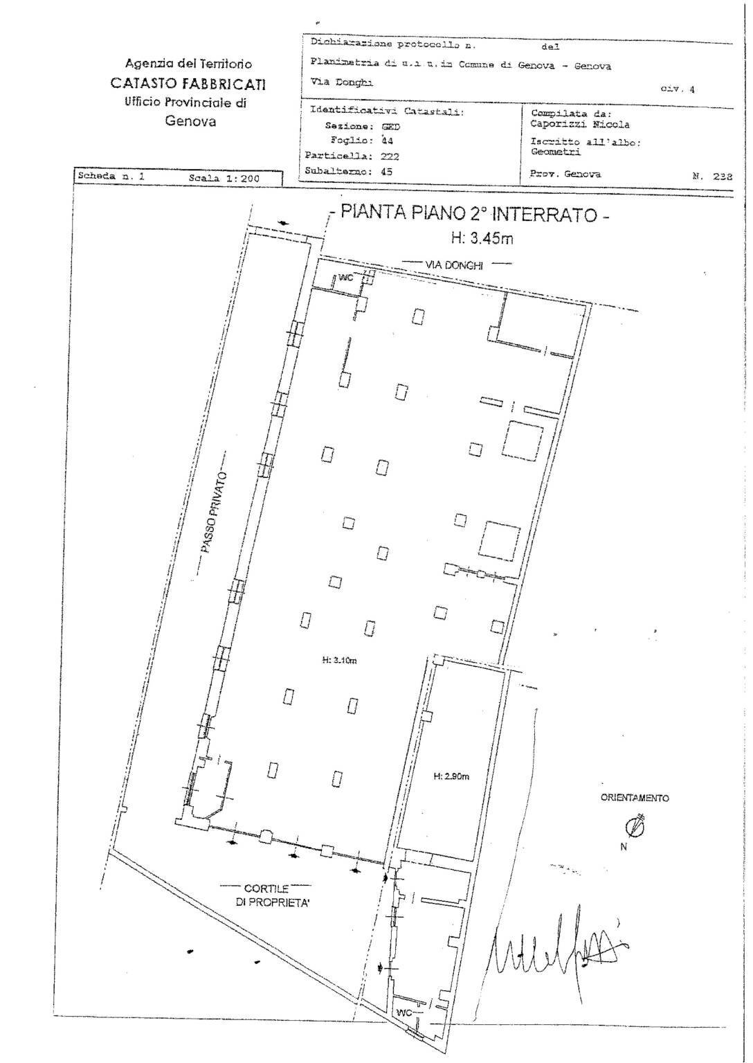 Warehouse via Donghi, Genova (neighborhood Marassi) - floor plans 1