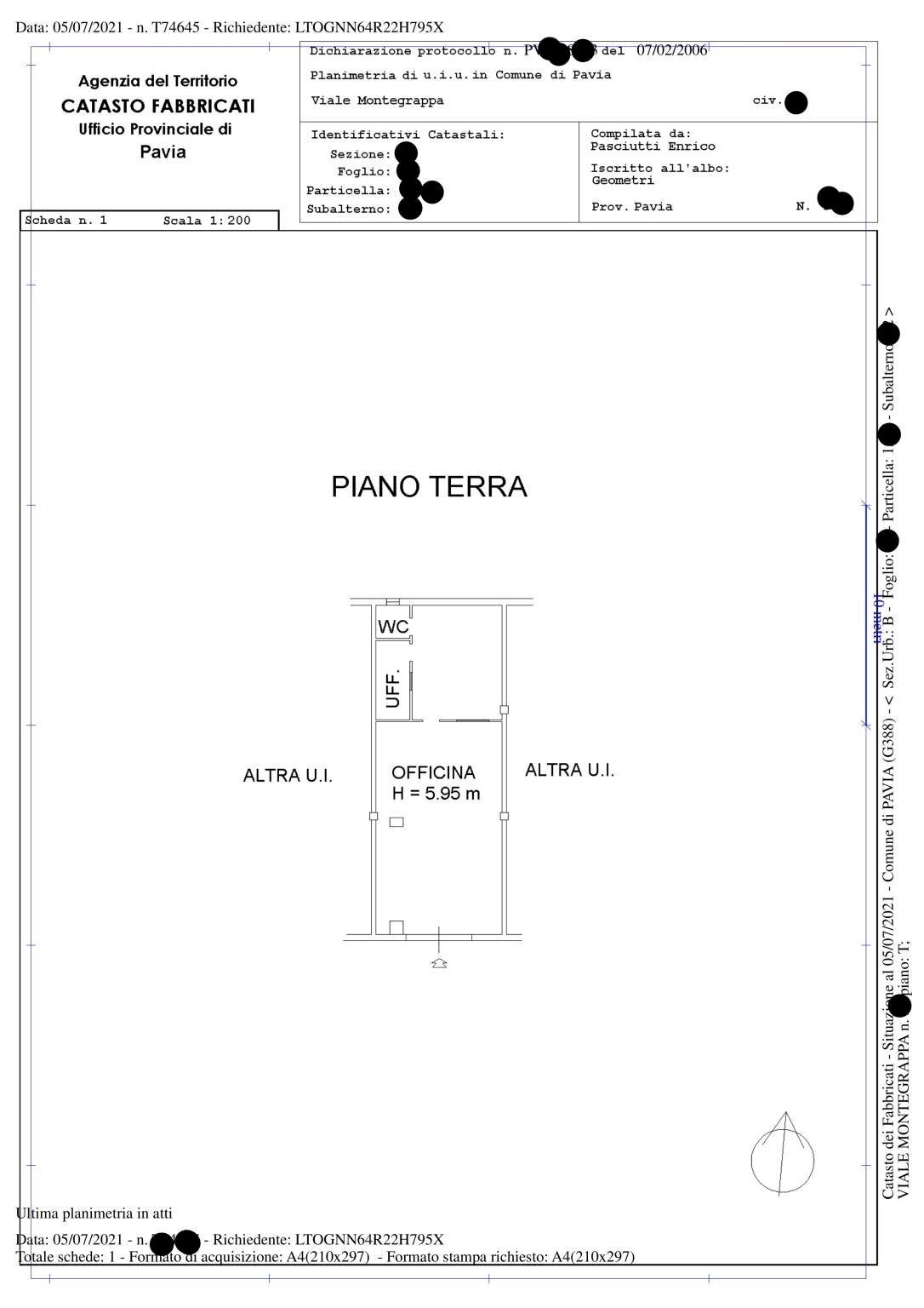 Shop via Monte Grappa, 28, Pavia - floor plans 1