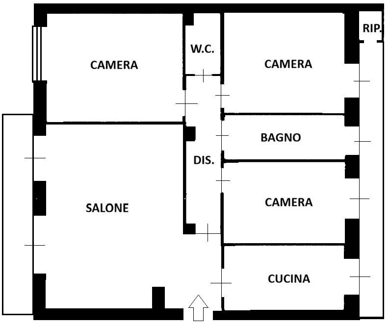 Apartment via Malta, 36/8, Torino (neighborhood San Paolo) - floor plans 1