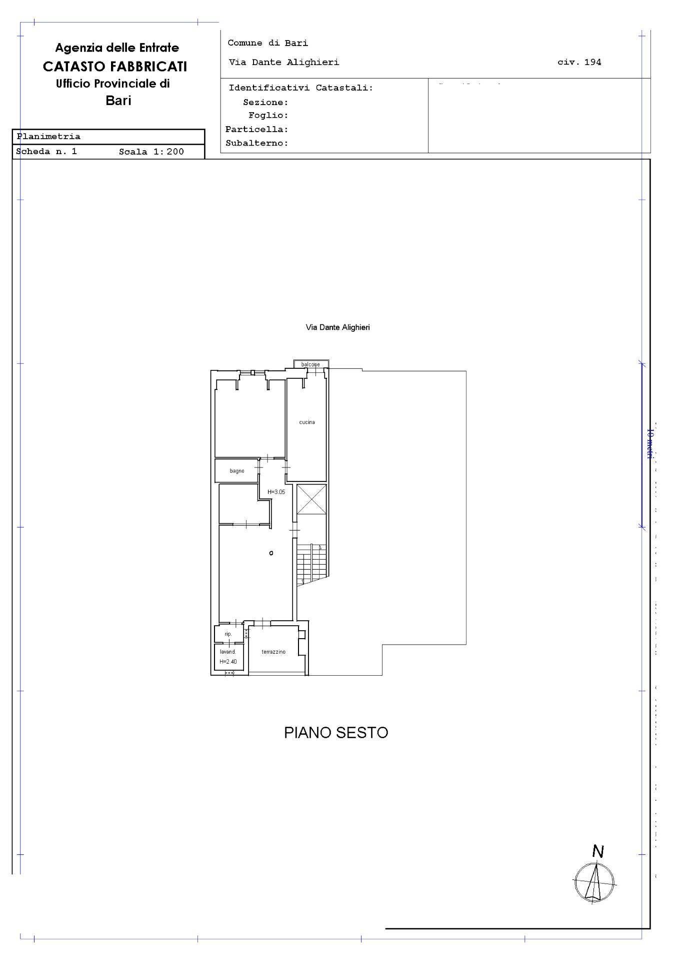 Foto 21 - Trilocale Via Dante Alighieri
 
194, Bari - planimetria 1
