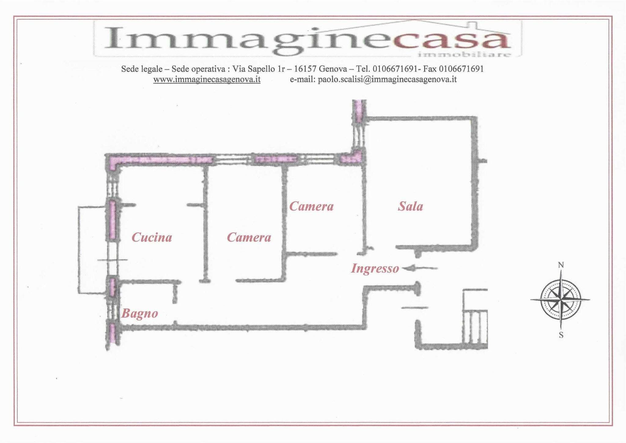 Trilocale via Borghetto, Genova (zona Prà) - planimetria 1