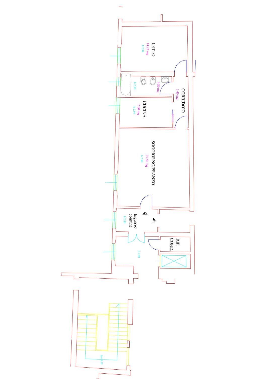 Bilocale strada Maggiore, 37, Bologna (zona Centro Storico) - planimetria 1