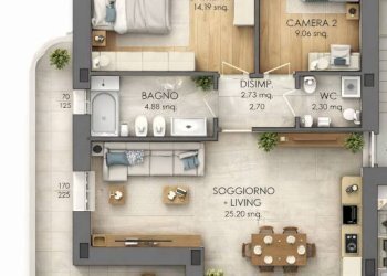Planimetria - Trilocale corso Roma, 19, Carmagnola - foto 3