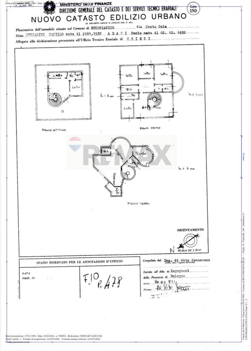 Pianta 2D - Villa contrada Costa Cola
 
61, Bucchianico - planimetria 1