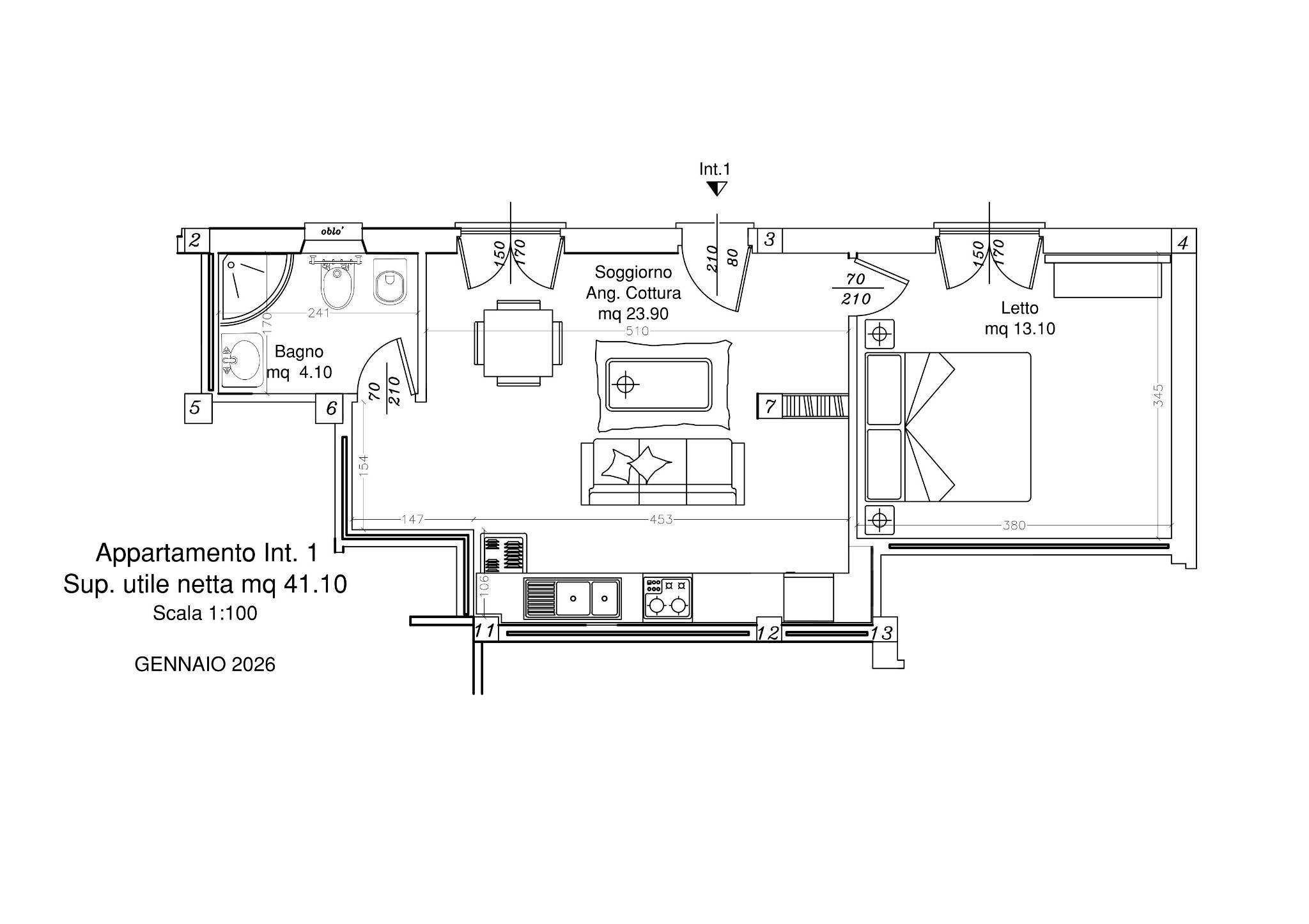 Bilocale via Antonio Taramelli, Roma (zona Lido di Ostia) - planimetria 1