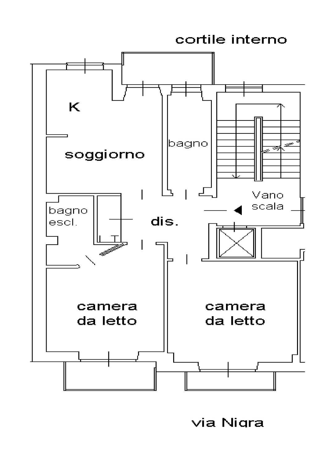 Trilocale via Costantino Nigra, 46, Torino (zona Borgo Vittoria) - planimetria 1