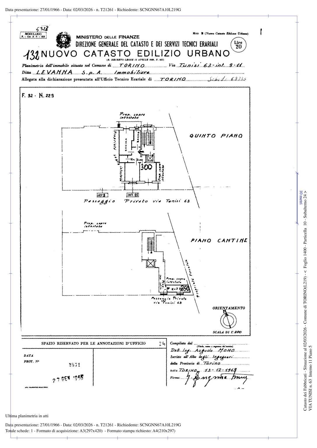 Trilocale via Tunisi, 63/11, Torino (zona Lingotto) - planimetria 1
