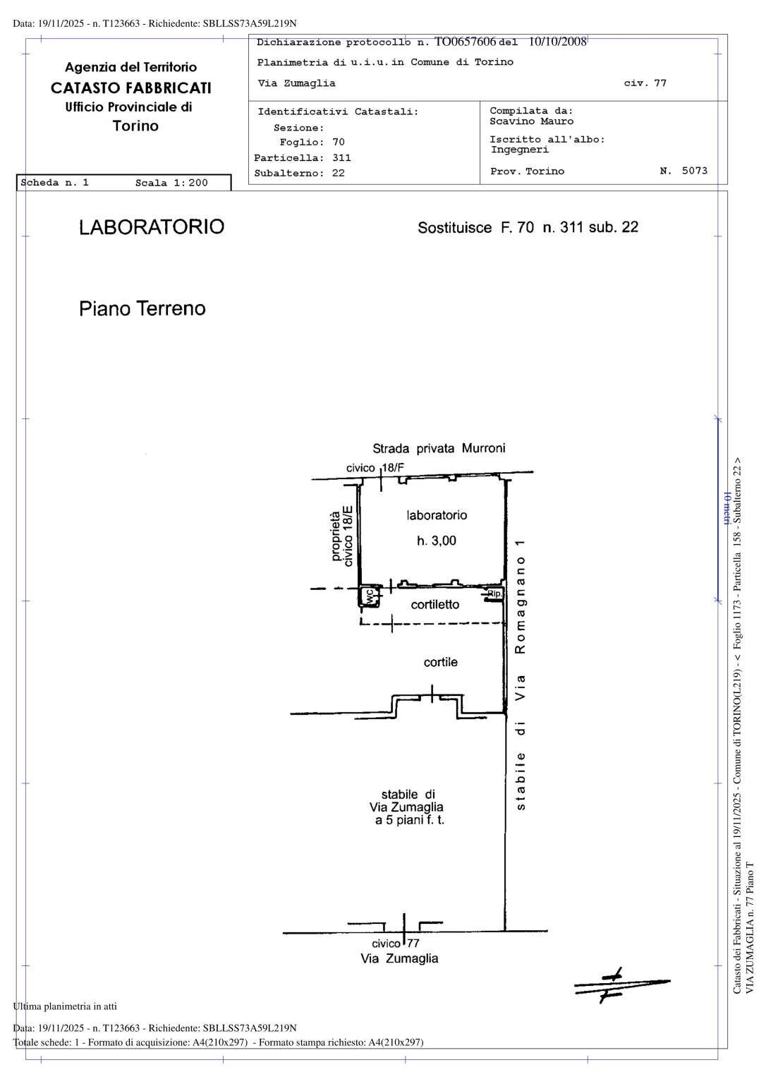 Negozio via Zumaglia, 77, Torino (zona Parella) - planimetria 1